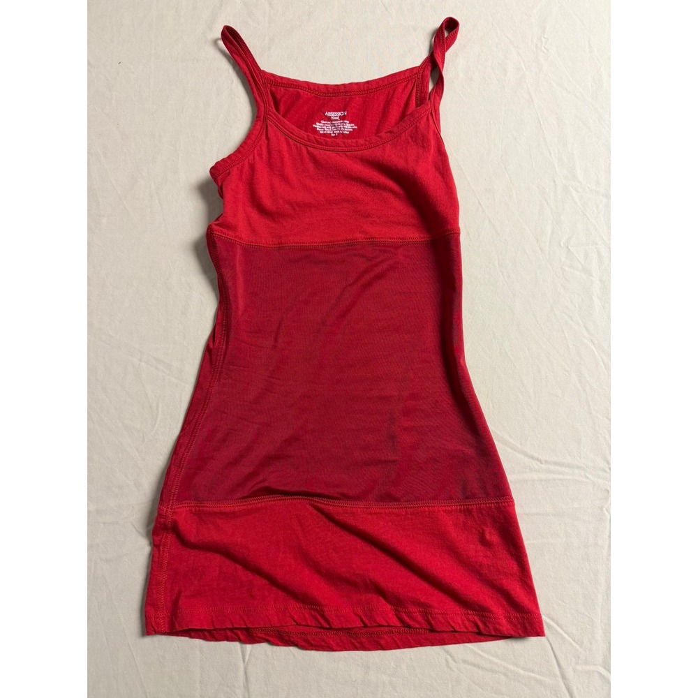 Absession Tank Womens Small Red Paneled Cotton Spandex Camisole Scoop Neck Top
